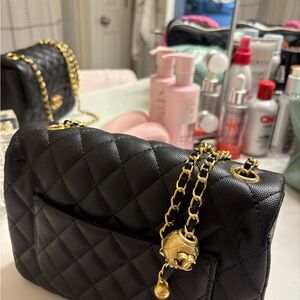 Black Quilted Chain Shoulder Bag